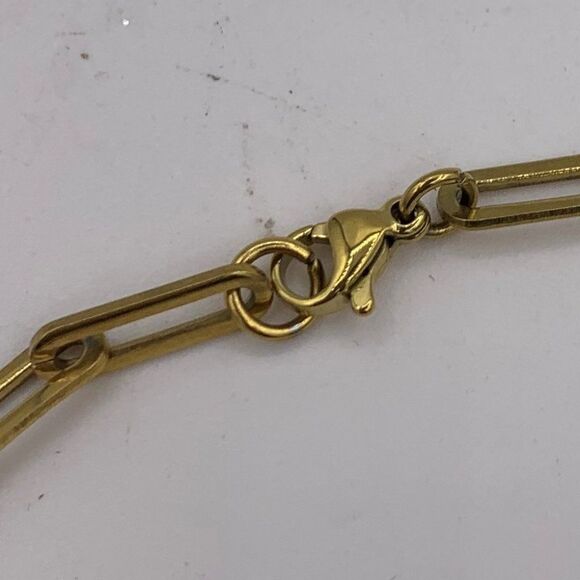 NWOT gold over stainless 16 inches, oblong link chain necklace, classic look, - Picture 6 of 16